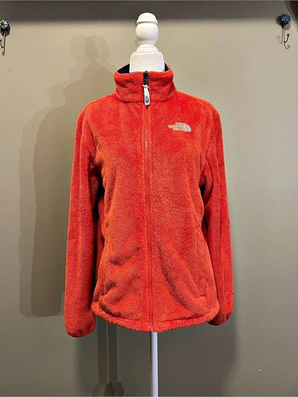 The North Face Osito Fleece Jacket Orange with Blue Inner Lining | Medium